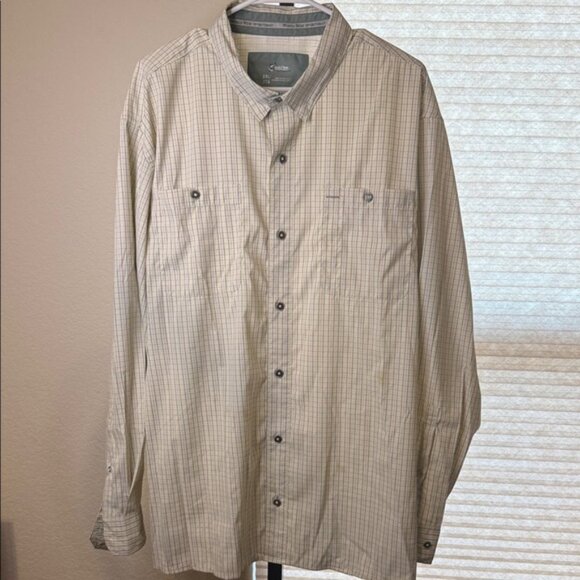 Mens Tan Checkered Long Sleeve Shirt Size 2XL - Picture 1 of 3